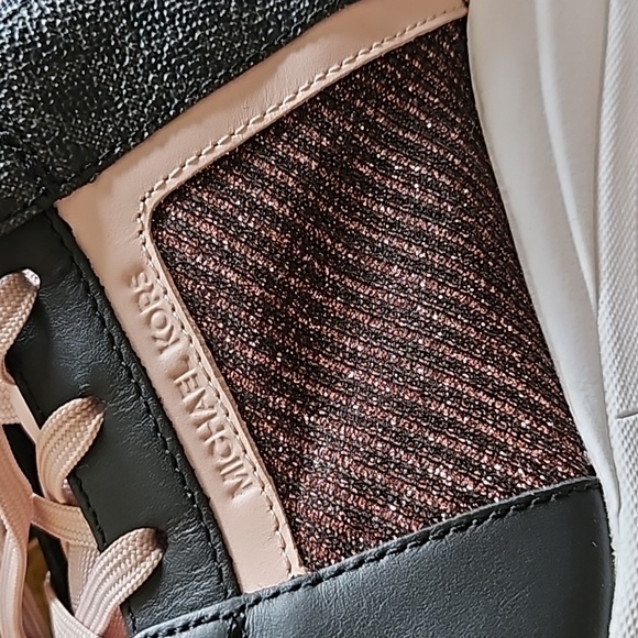 Unworn New Michael Kors Georgie Leather and Glitter Chain-Mesh Trainer 10m - Picture 7 of 10